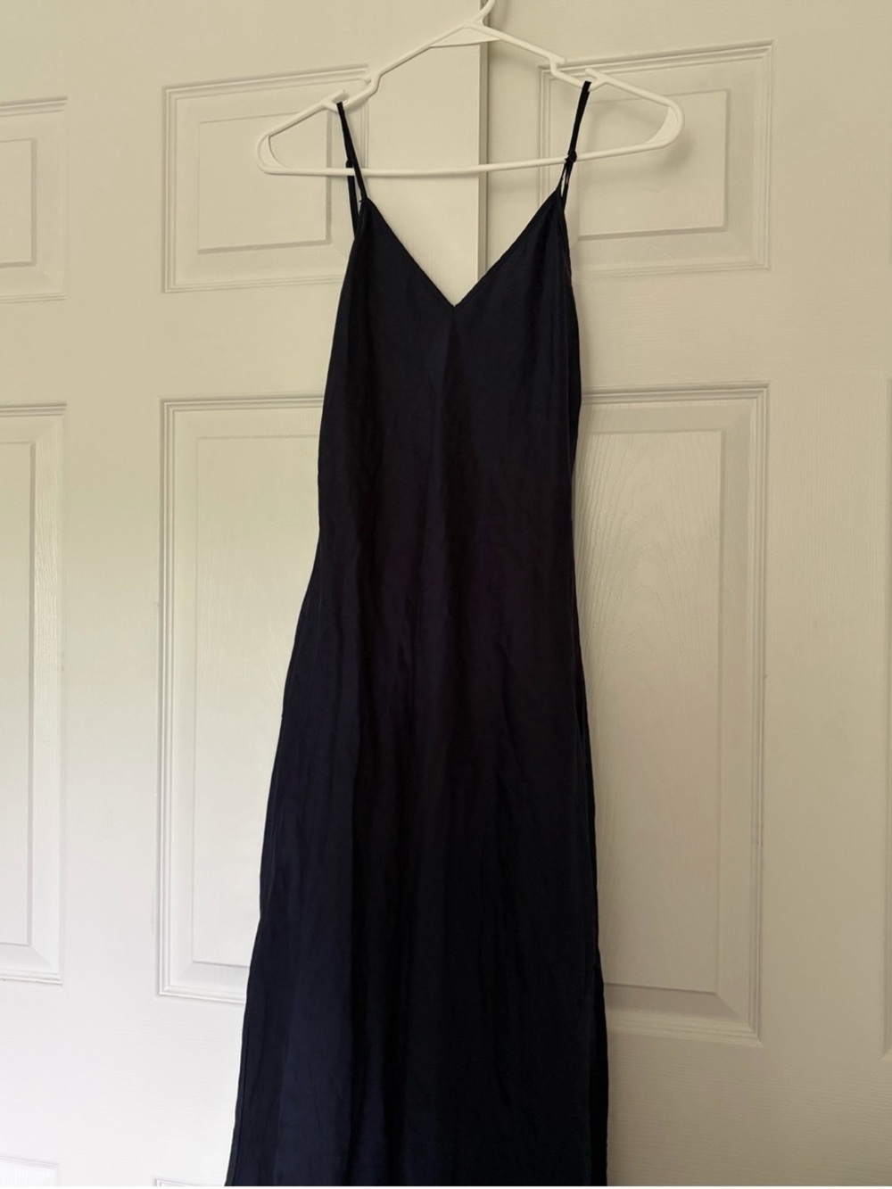 Quince Midi Navy Blue Silk Slip Dress